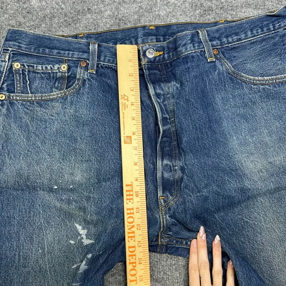 Levi's 501 Original Straight Fit Jeans Mens 40X30 Blue Denim Button Fly - Stains